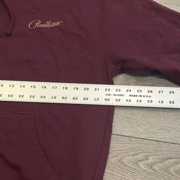 Pendleton Hoodie Mens XL Maroon Graphic Buffalo Print Sweater Southwest - Picture 6 of 7